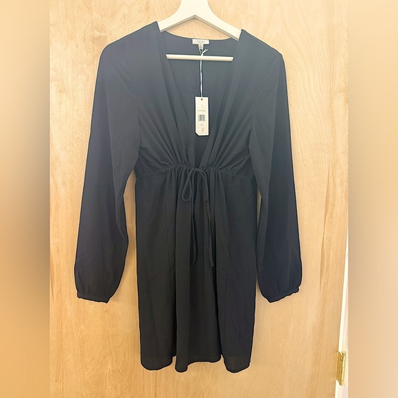 Tavik + Black V-Neck Cover-Up Dress with Tie Detail - Picture 1 of 12